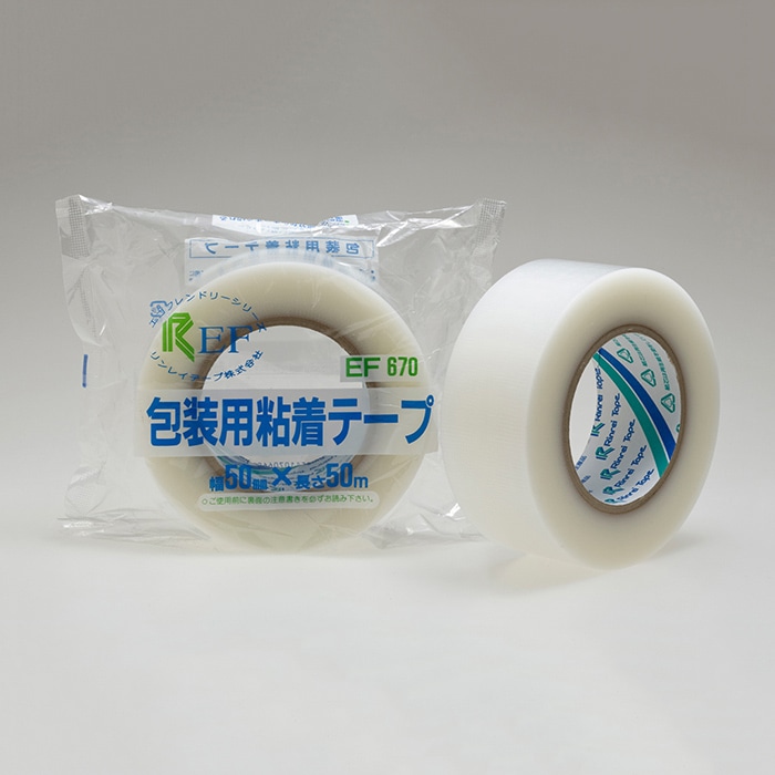リンレイテープ 包装用 PEワリフテープ 50×50 EF670 半透明 1巻(ご注文単位30巻)【直送品】