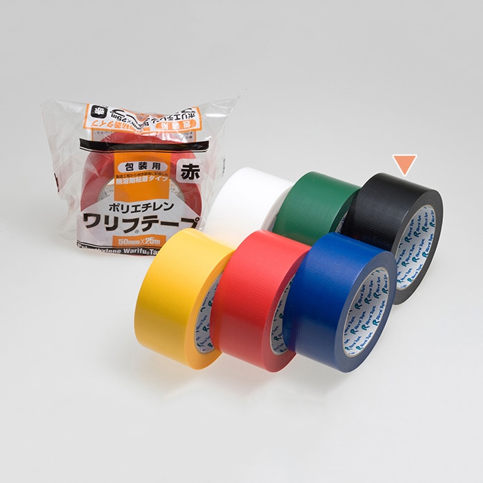リンレイテープ 包装用 PEワリフ カラーテープ 50×25 #674 黒 1巻(ご注文単位30巻)【直送品】