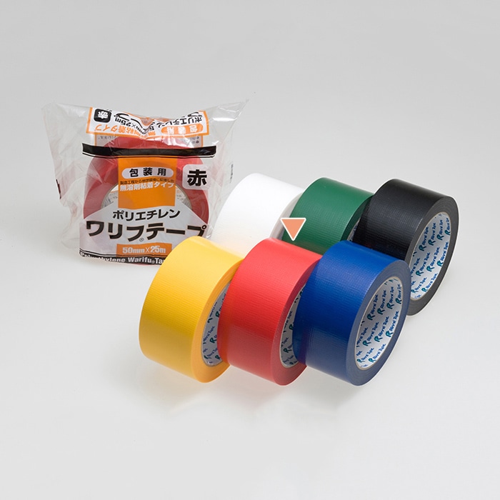 リンレイテープ 包装用 PEワリフ カラーテープ 50×25 #674 赤 1巻(ご注文単位30巻)【直送品】