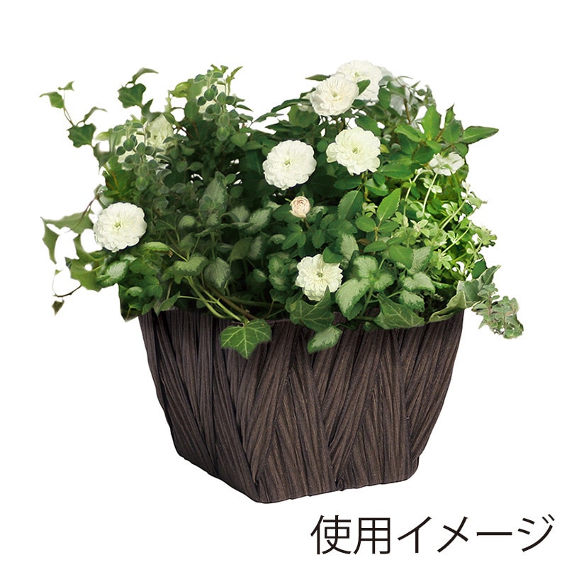 SG Wonder zone PEクロス編み 角駄温鉢4号用 ダークブラウン 560-40DEB 1個（ご注文単位1個）【直送品】