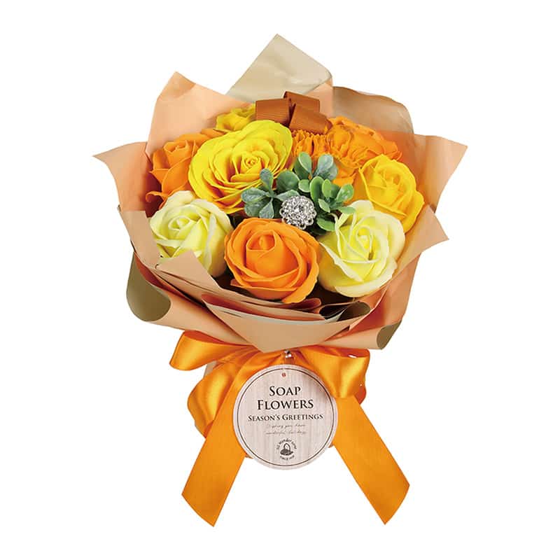 SG Wonder zone ソープフラワー スタンディングミニブーケ 紙袋付 オレンジ F192-002O 1個（ご注文単位1個）【直送品】