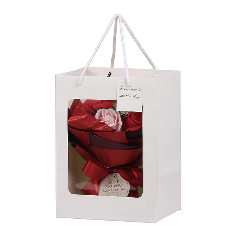 SG Wonder zone ソープフラワー スタンディングミニブーケ 紙袋付 レッド F192-002R 1個(ご注文単位1個)【直送品】