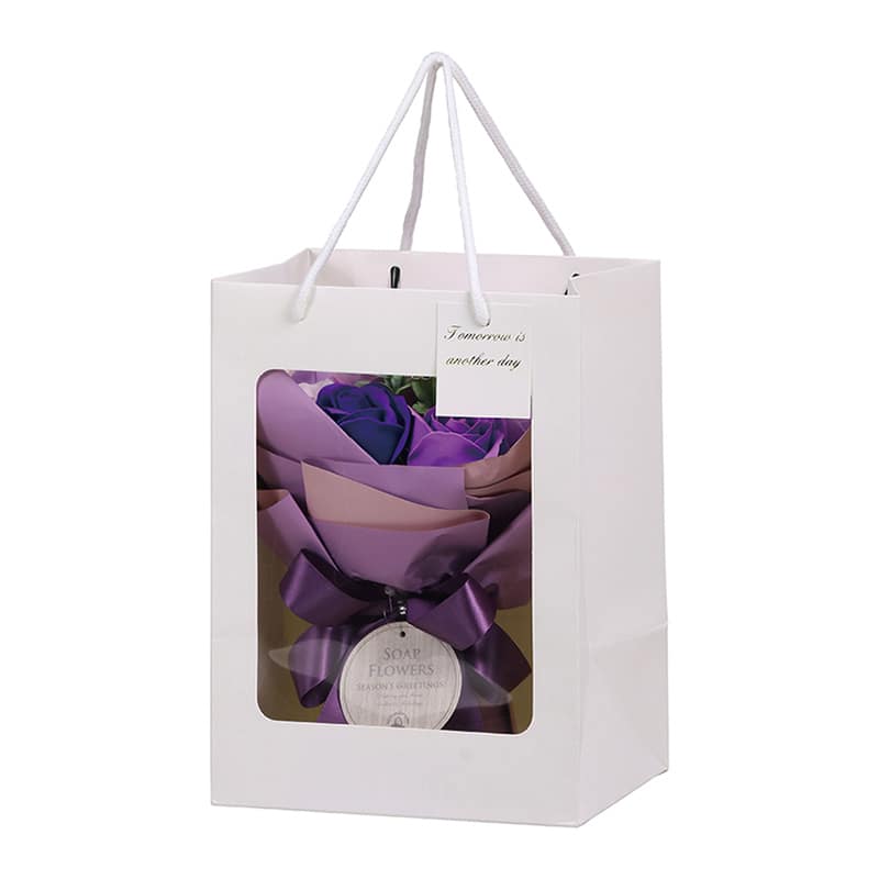 SG Wonder zone ソープフラワー スタンディングミニブーケ 紙袋付 バイオレット F192-002V 1個（ご注文単位1個）【直送品】