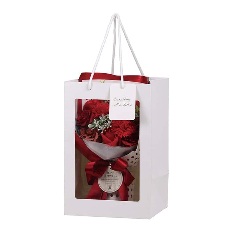 SG Wonder zone ソープフラワー スタンディングブーケ 紙袋付 レッド F192-004R 1個(ご注文単位1個)【直送品】