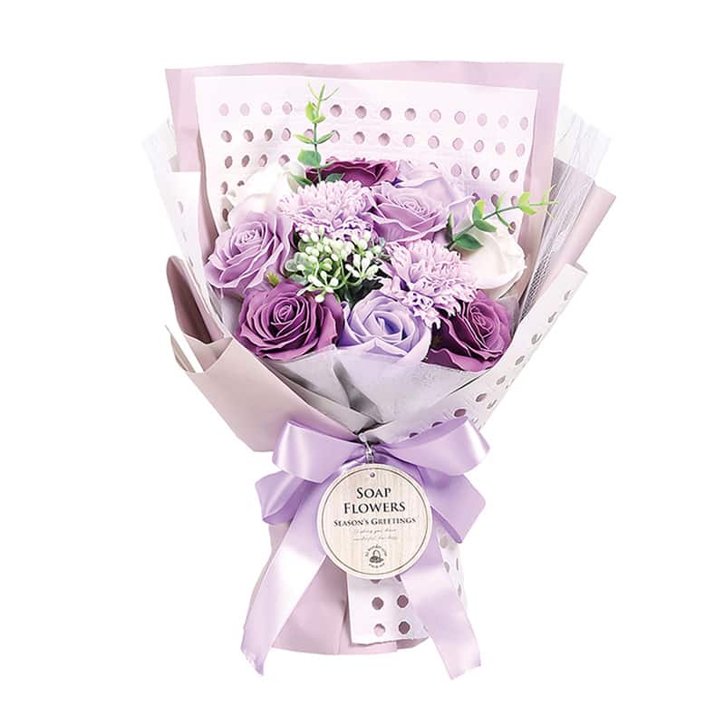 SG Wonder zone ソープフラワー スタンディングブーケ 紙袋付 バイオレット F192-004V 1個（ご注文単位1個）【直送品】