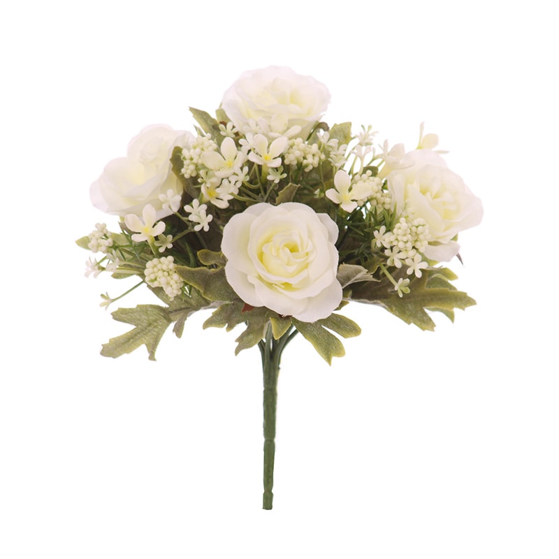 ビバ工芸 造花　ローズミックスブッシュ クリーム VT1911 1束（ご注文単位1束）【直送品】