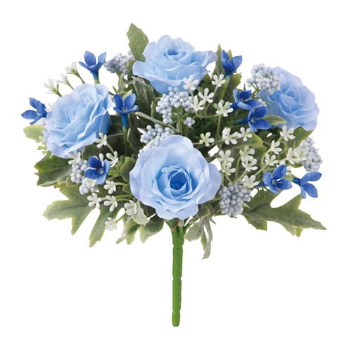 ビバ工芸 造花　ローズミックスブッシュ ライト／ブルー VT1911 1個（ご注文単位1個）【直送品】