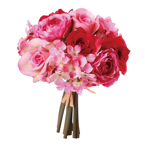 ビバ工芸 造花　ローズ＆ラナキュラブーケ レッド／ピンク VT2011 1本（ご注文単位1本）【直送品】