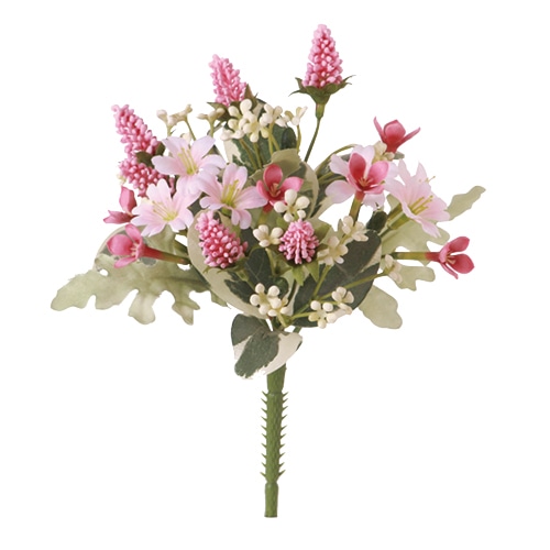 ビバ工芸 造花　ミニミックスブッシュ ピンク VT2051 1束（ご注文単位1個）【直送品】