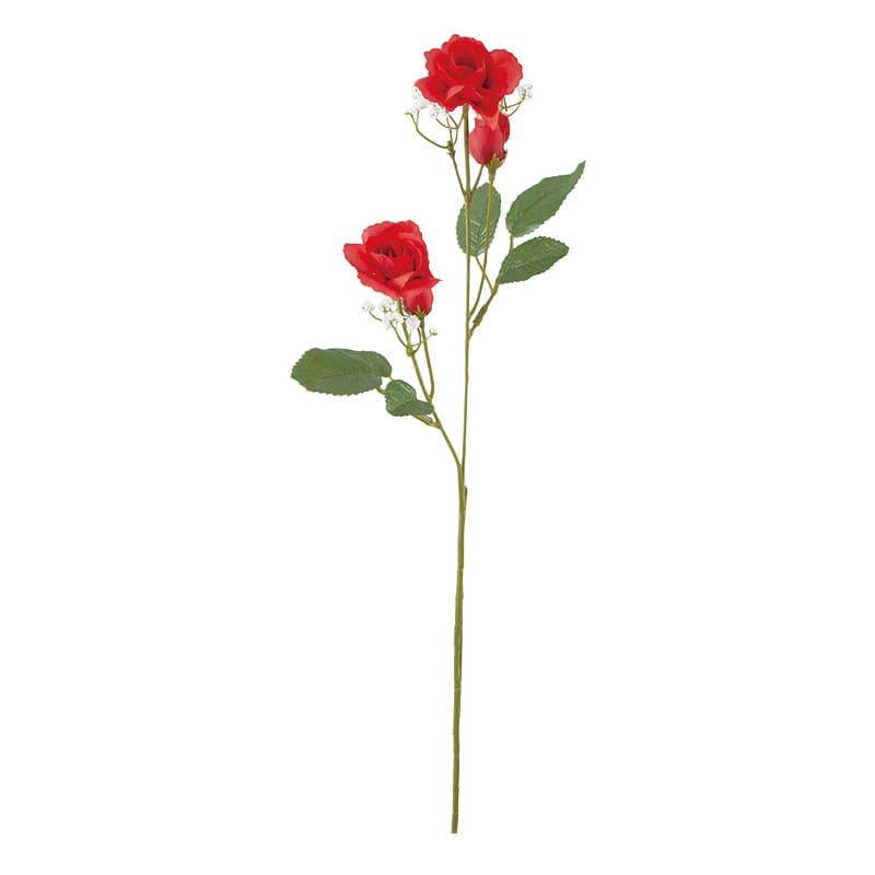 ビバ工芸 造花　カスミ＆ローズ レッド VE4138 1本（ご注文単位1本）【直送品】