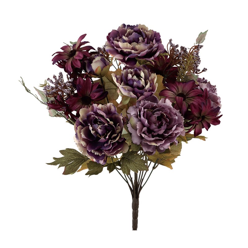 ビバ工芸 造花　クラシカルミックスブッシュ パープル VE4166 1本（ご注文単位1本）【直送品】