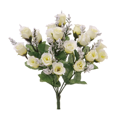 ビバ工芸 造花 ミニローズブッシュ ホワイト VF6616 1束(ご注文単位1束)【直送品】