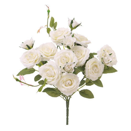 ビバ工芸 造花　ティーローズブッシュ クリーム VE6627 1本（ご注文単位1本）【直送品】