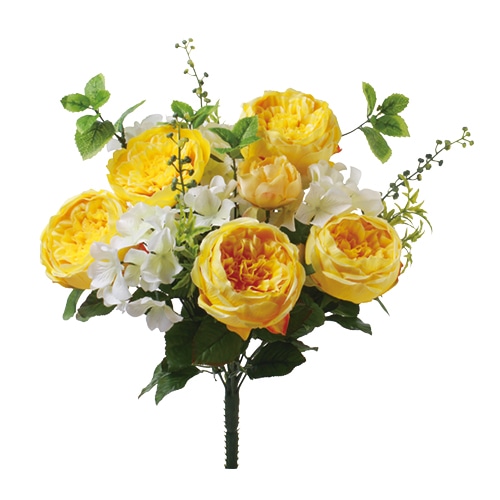 ビバ工芸 造花　キャベッジローズミックス イエロー VE6702 1束（ご注文単位1束）【直送品】