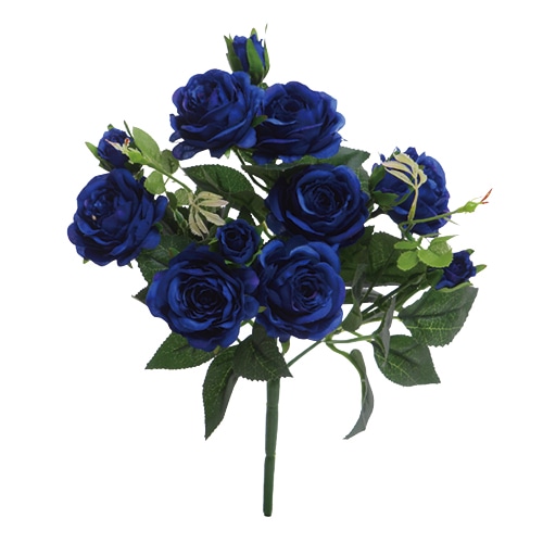 ビバ工芸 造花 アロマローズブッシュ ディープ/ブルー VE6747 1本(ご注文単位1本)【直送品】