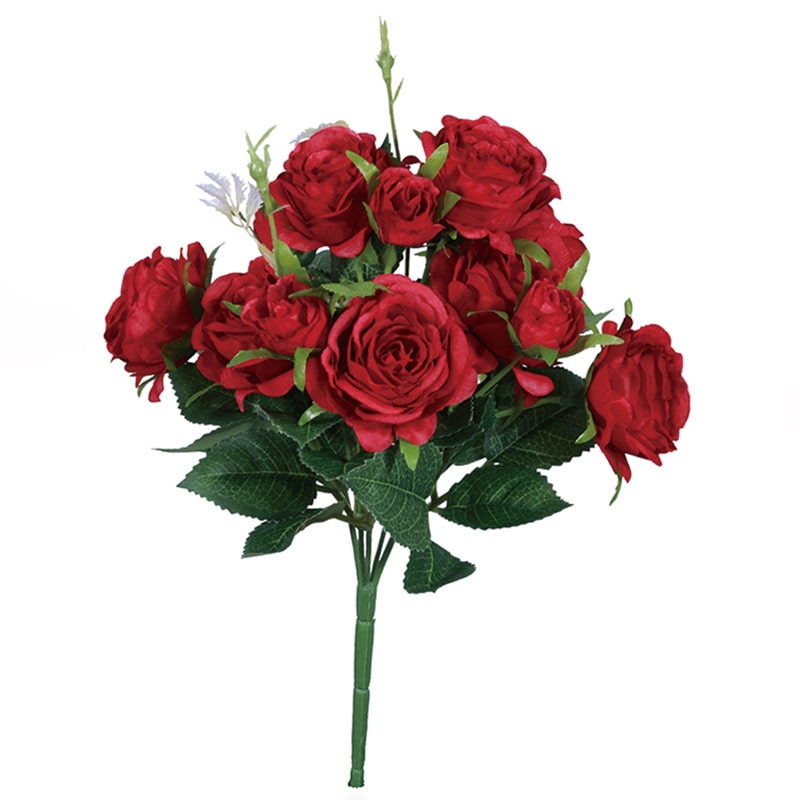 ビバ工芸 造花 アロマローズブッシュ レッド VE6747 1本(ご注文単位1個)【直送品】