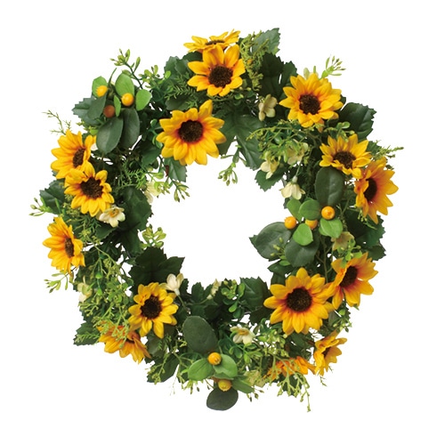 ビバ工芸 造花 サンフラワーミックスリース VE6759 1個(ご注文単位1個)【直送品】