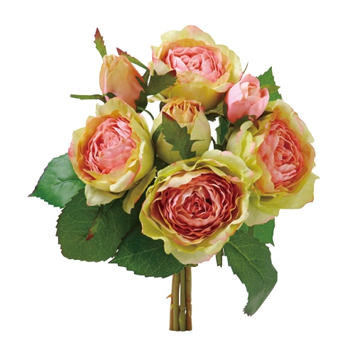 ビバ工芸 造花 ガーデンローズバンドル ピンク/グリーン VE6797 1本(ご注文単位1本)【直送品】