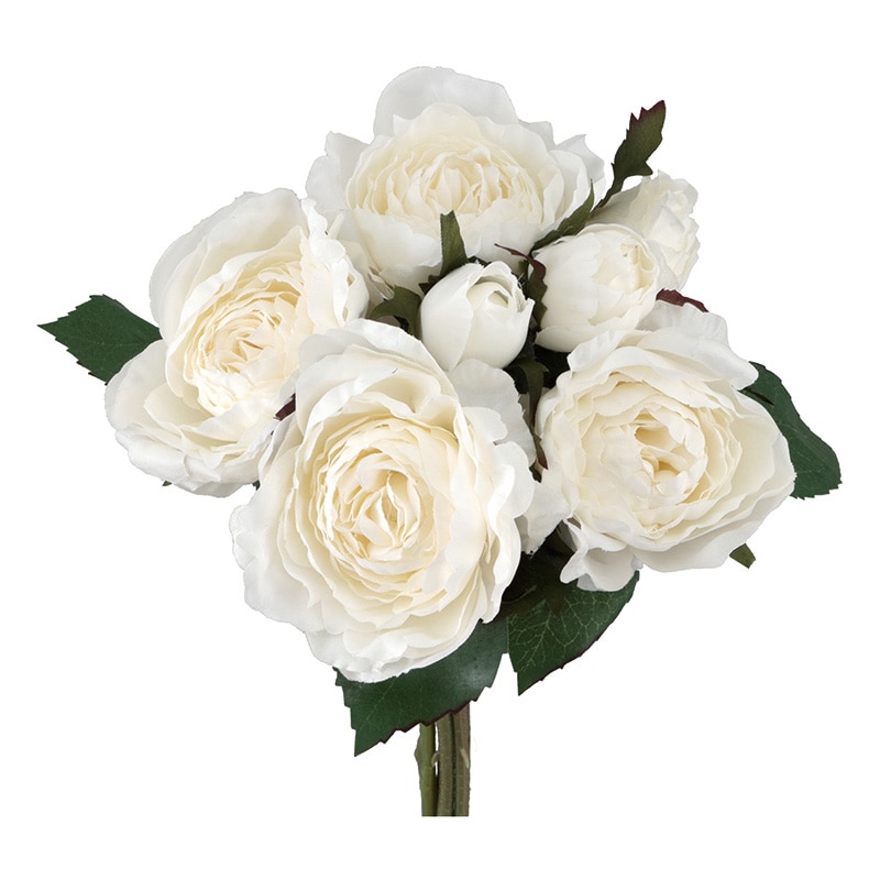 ビバ工芸 造花 ガーデンローズバンドル ホワイト VE6797 1本(ご注文単位1本)【直送品】