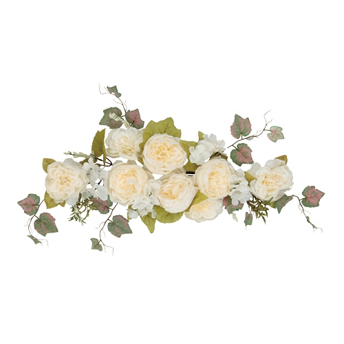 ビバ工芸 造花 キャベッジローズミックススワッグ クリーム VE6830 1本(ご注文単位1本)【直送品】