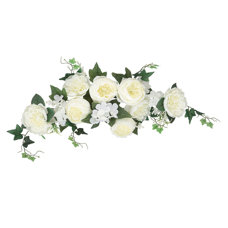 ビバ工芸 造花 キャベッジローズミックススワッグ ホワイト VE6830 1本(ご注文単位1本)【直送品】