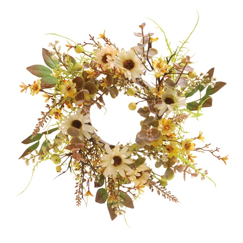 ビバ工芸 造花 ミックスフラワーリース S ベージュ VE6979 1個(ご注文単位1個)【直送品】