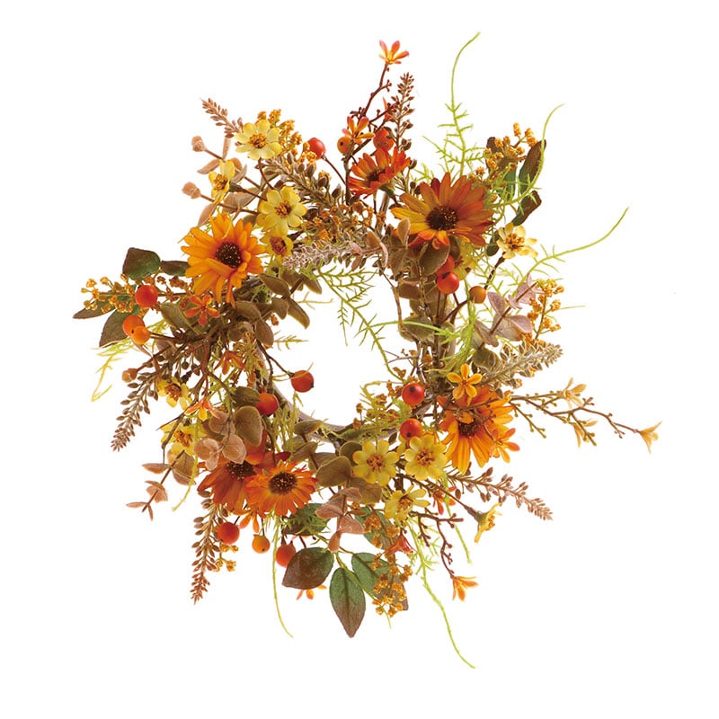 ビバ工芸 造花 ミックスフラワーリース S オレンジ VE6979 1個(ご注文単位1個)【直送品】