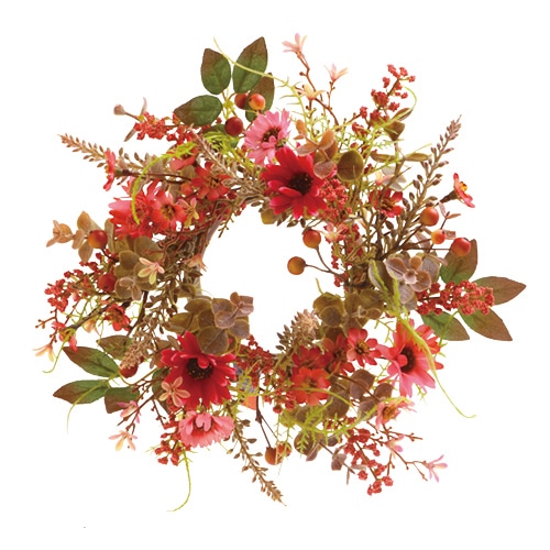 ビバ工芸 造花 ミックスフラワーリース S ピンク VE6979 1個(ご注文単位1個)【直送品】