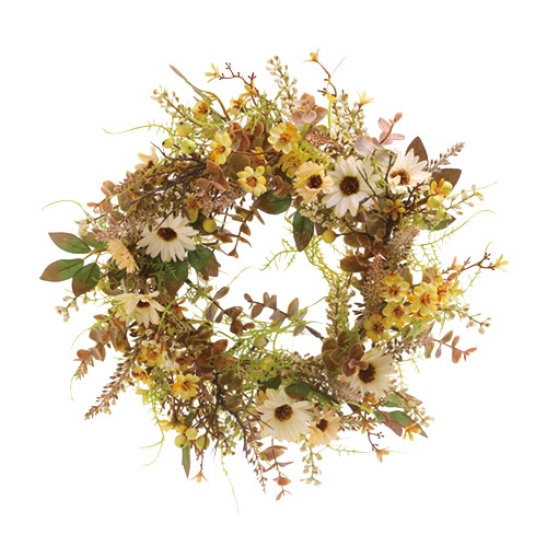 ビバ工芸 造花 ミックスフラワーリース L ベージュ VE6980 1個(ご注文単位1個)【直送品】