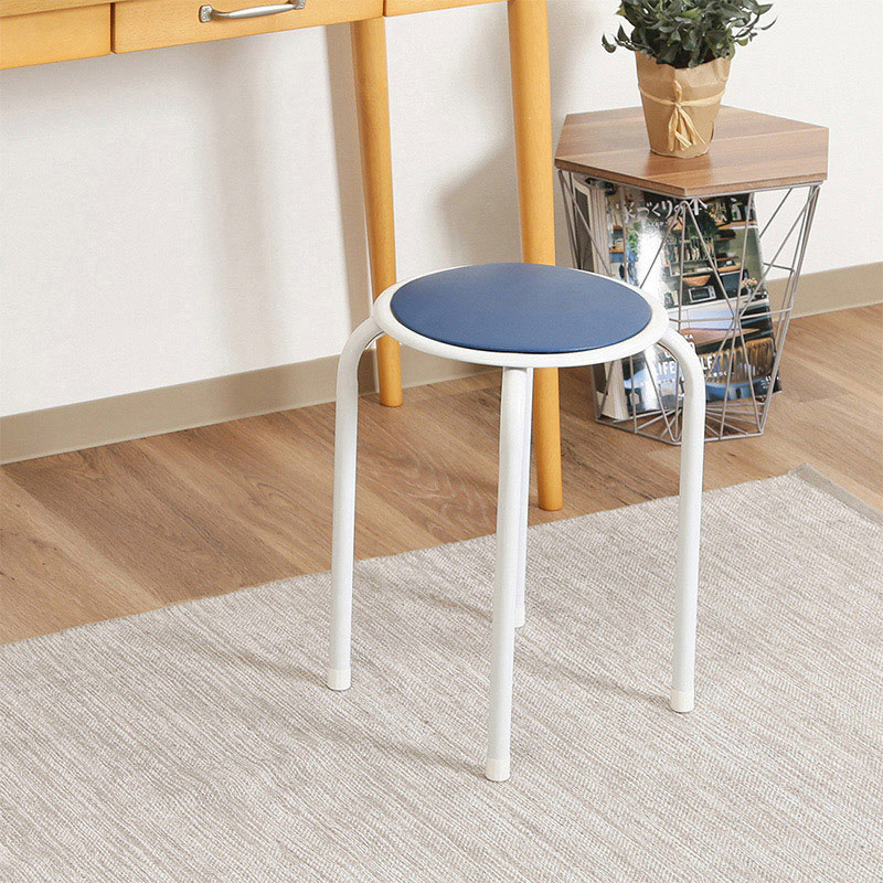 不二貿易 ラウンドスツール ブルー FB-01/10 1台（ご注文単位12台）【直送品】