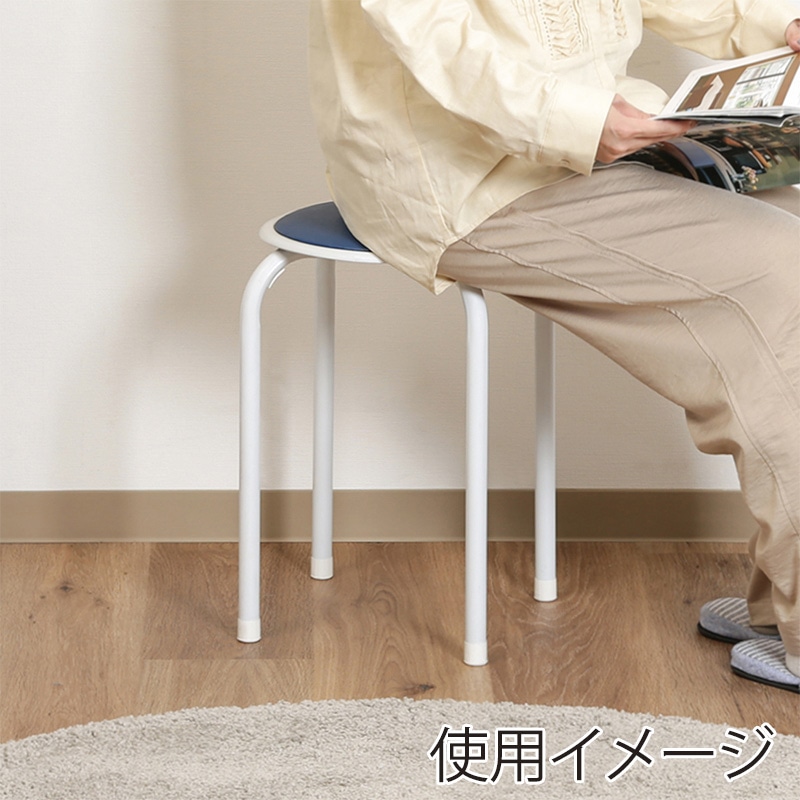 不二貿易 ラウンドスツール ブルー FB-01/10 1台（ご注文単位12台）【直送品】