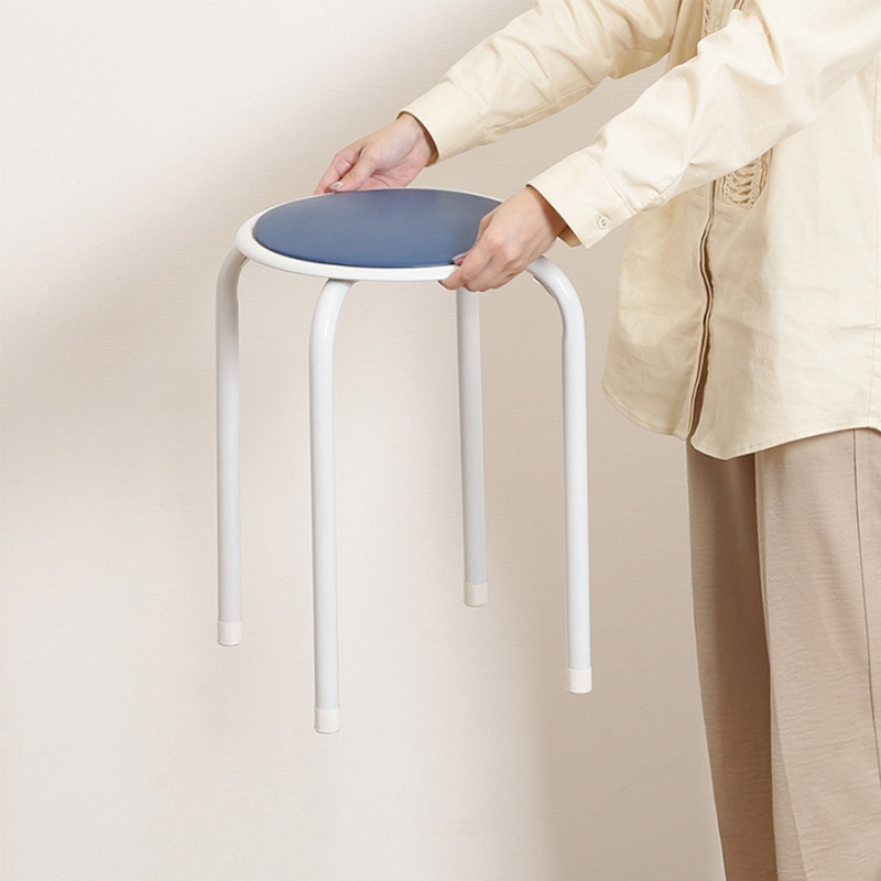 不二貿易 ラウンドスツール ブルー FB-01/10 1台（ご注文単位12台）【直送品】