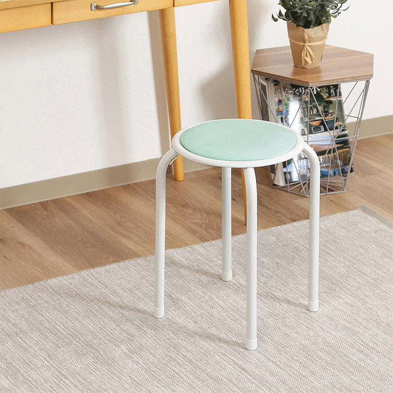 不二貿易 ラウンドスツール エメラルドグリーン FB-01/10 1台（ご注文単位12台）【直送品】