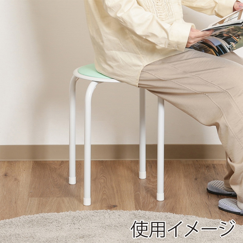 不二貿易 ラウンドスツール エメラルドグリーン FB-01/10 1台（ご注文単位12台）【直送品】