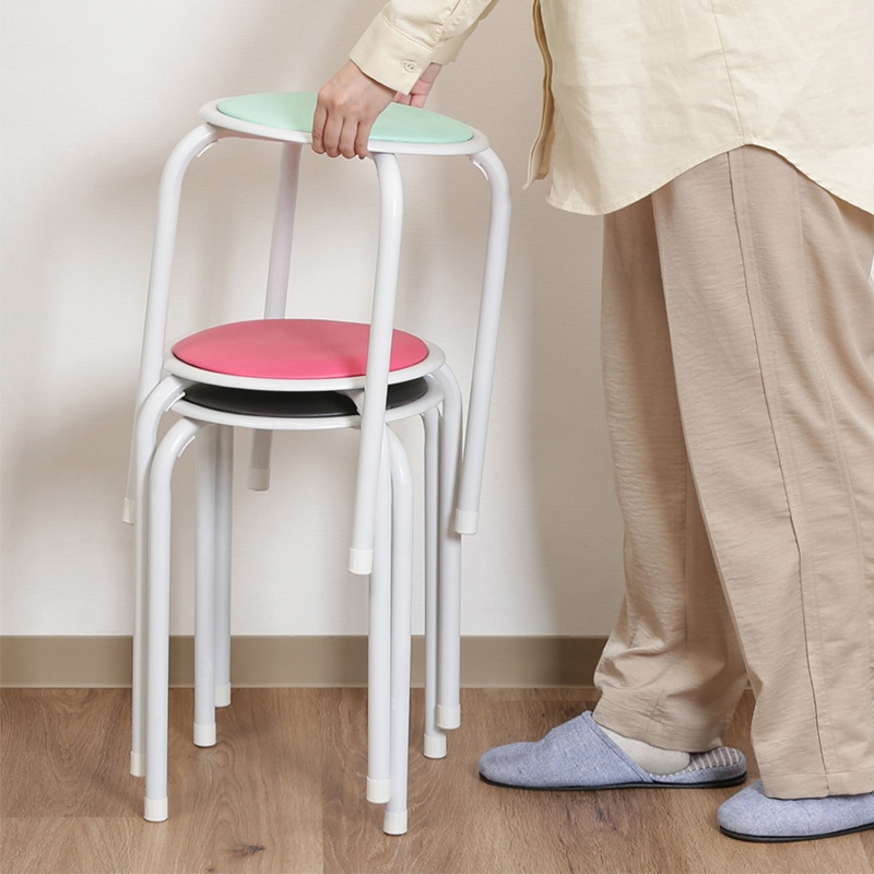 不二貿易 ラウンドスツール エメラルドグリーン FB-01/10 1台（ご注文単位12台）【直送品】