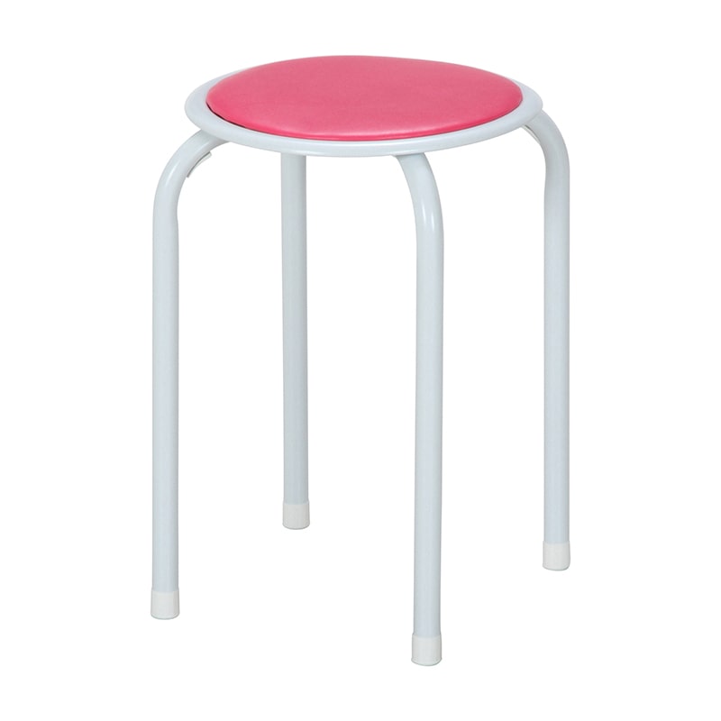 不二貿易 ラウンドスツール ピンク FB-01/10 1台（ご注文単位12台）【直送品】