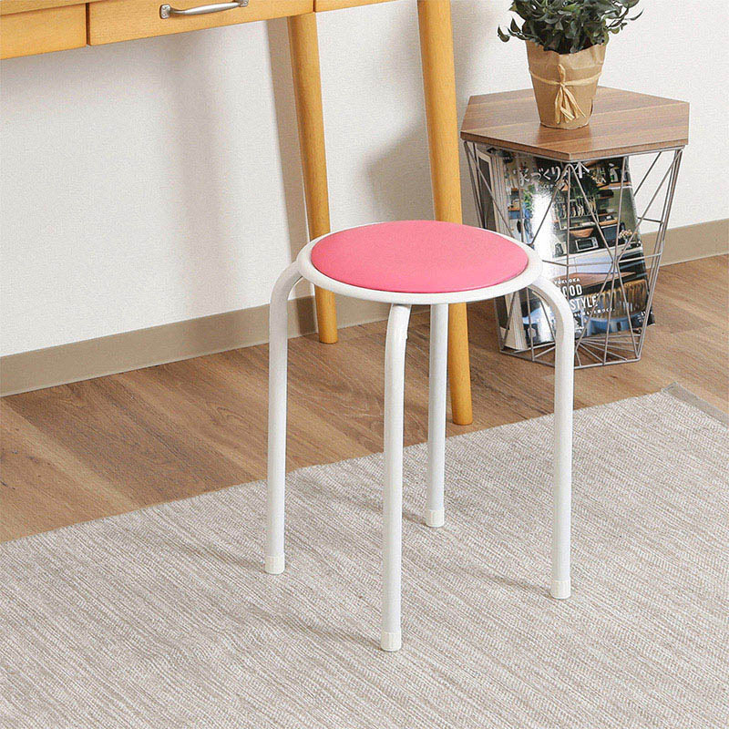 不二貿易 ラウンドスツール ピンク FB-01/10 1台（ご注文単位12台）【直送品】