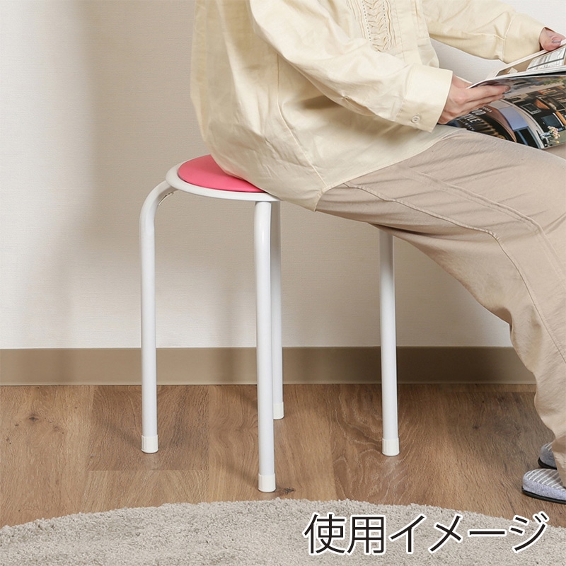 不二貿易 ラウンドスツール ピンク FB-01/10 1台（ご注文単位12台）【直送品】