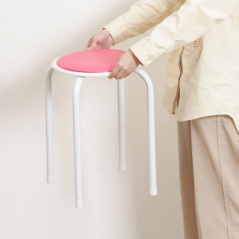 不二貿易 ラウンドスツール ピンク FB-01/10 1台（ご注文単位12台）【直送品】