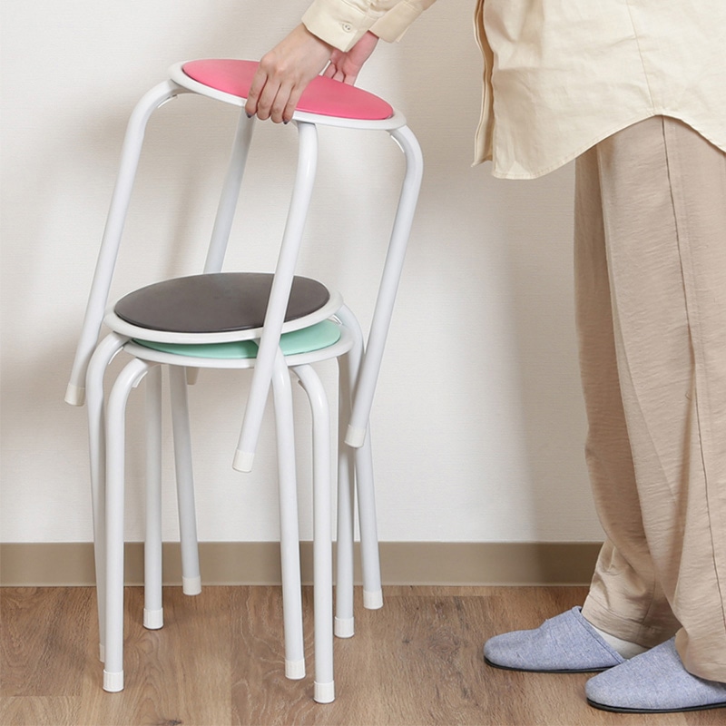 不二貿易 ラウンドスツール ピンク FB-01/10 1台（ご注文単位12台）【直送品】