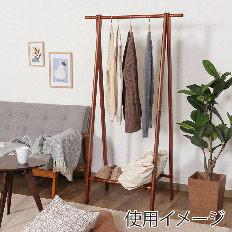 不二貿易 木製ハンガー ジョイント 75cm幅 ブラウン 1個(ご注文単位3個)【直送品】