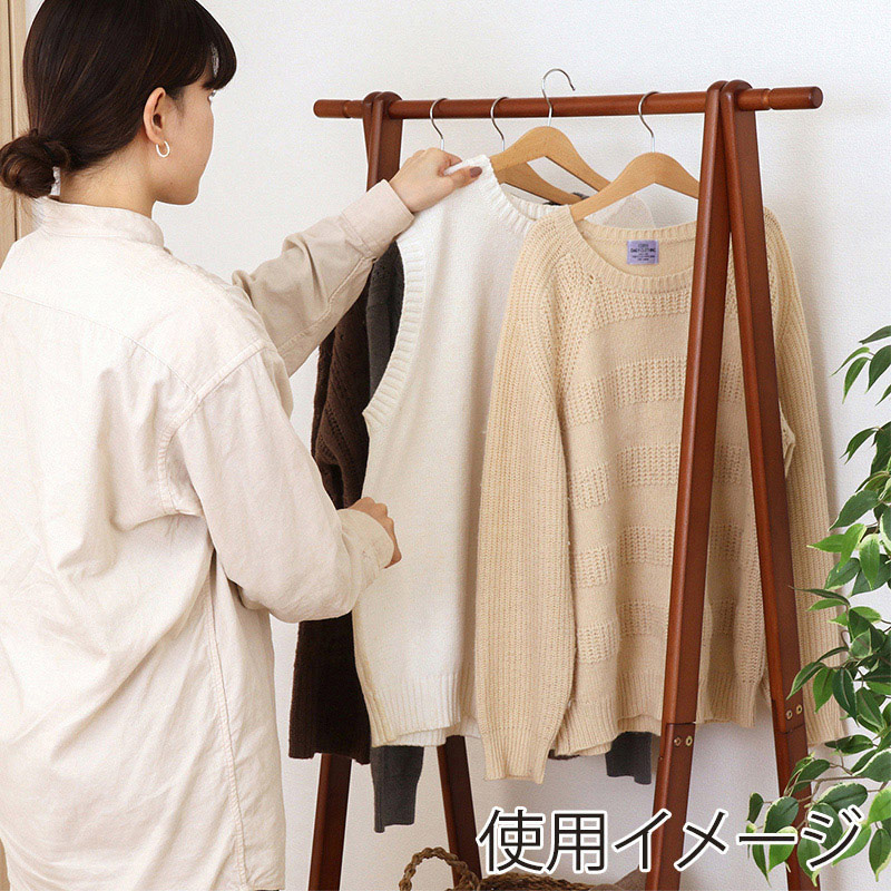 不二貿易 木製ハンガー ジョイント 75cm幅 ブラウン 1個(ご注文単位3個)【直送品】