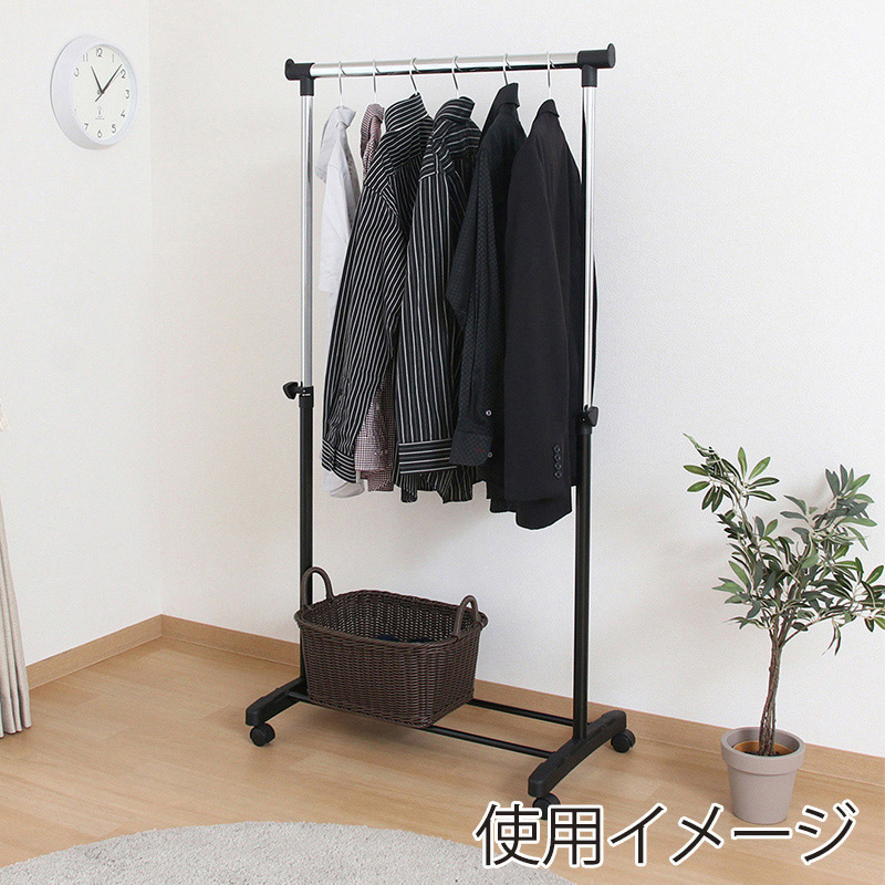 不二貿易 パイプシングルハンガー ブラック 3644-A0-BK 1台(ご注文単位6台)【直送品】