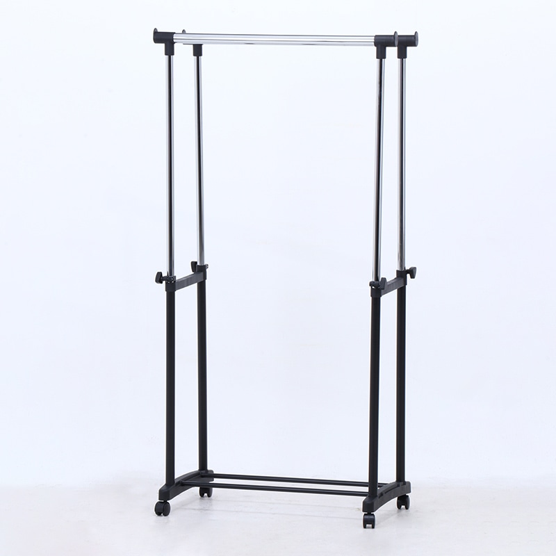 不二貿易 パイプダブルハンガー ブラック 4644-A0-BK 1台(ご注文単位5台)【直送品】