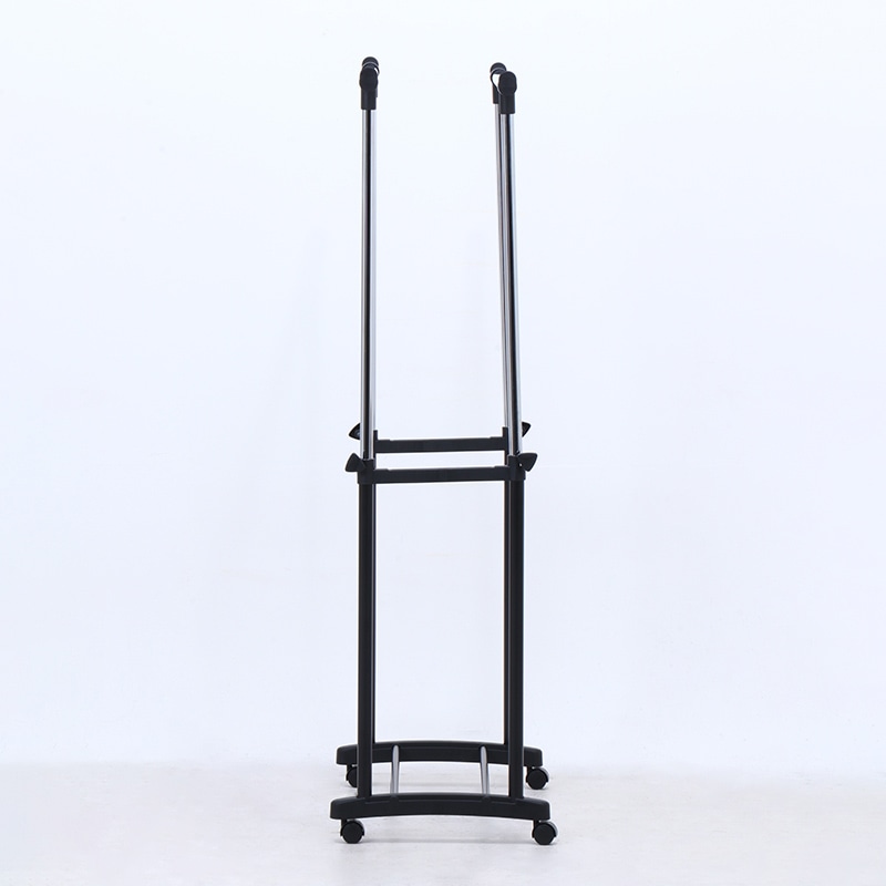 不二貿易 パイプダブルハンガー ブラック 4644-A0-BK 1台(ご注文単位5台)【直送品】