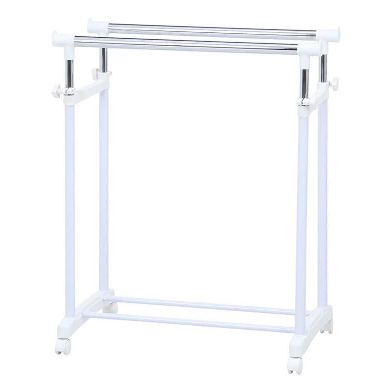 不二貿易 パイプダブルハンガー ホワイト 4644-A0-WH 1台（ご注文単位5台）【直送品】