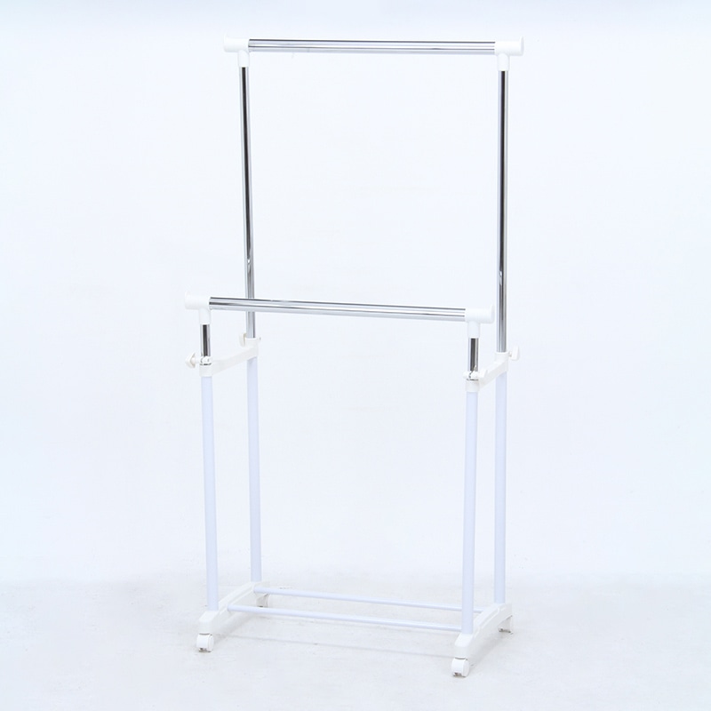 不二貿易 パイプダブルハンガー ホワイト 4644-A0-WH 1台（ご注文単位5台）【直送品】