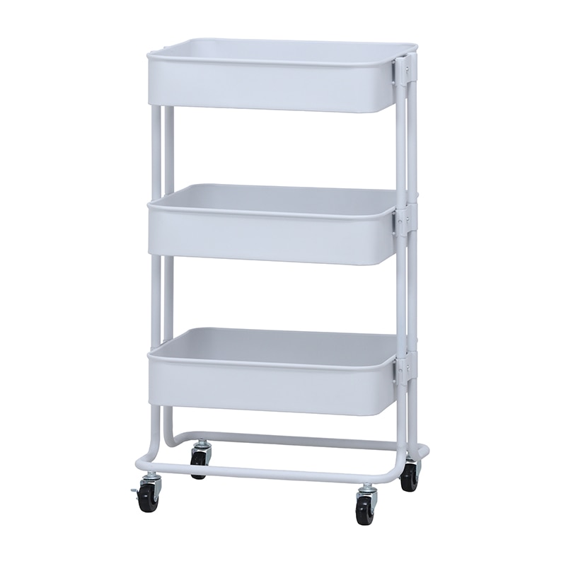 不二貿易 キッチンワゴンバスケット 3段 ホワイト 1台（ご注文単位1台）【直送品】