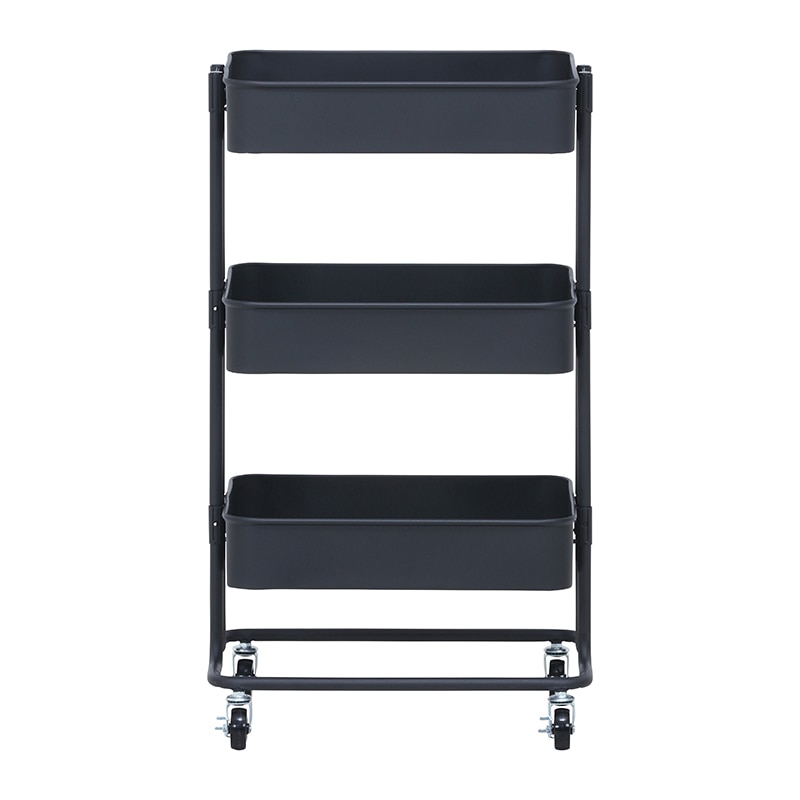 不二貿易 キッチンワゴンバスケット 3段 ブラック 1台(ご注文単位1台)【直送品】