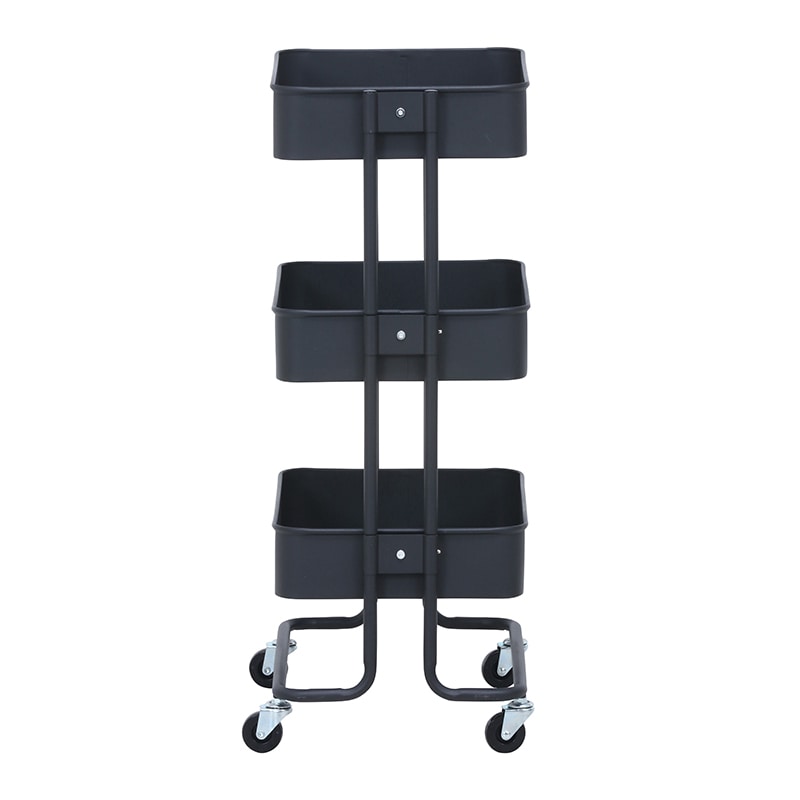 不二貿易 キッチンワゴンバスケット 3段 ブラック 1台(ご注文単位1台)【直送品】